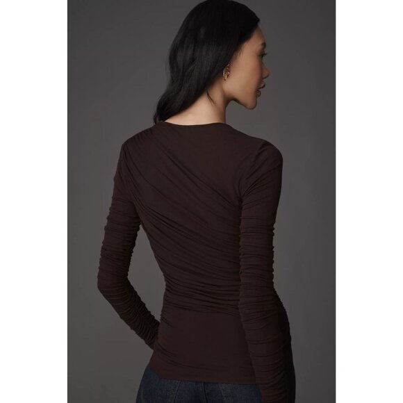 Agolde Tania Twist Tshirt in Black Small New Womens Long Sleeve Top Tee - Picture 14 of 17